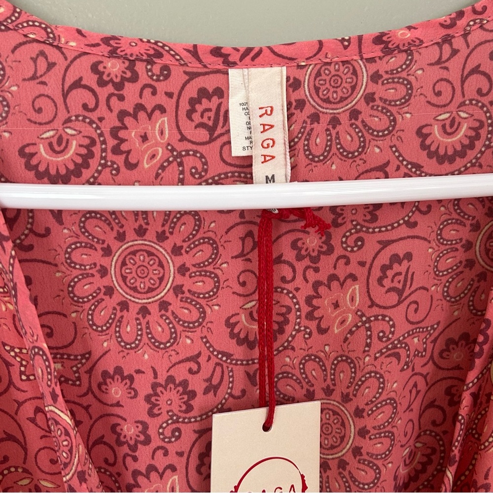 NWT raga passion struck slit sleeve mini dress women’s size medium pink boho - Picture 6 of 10
